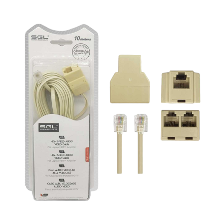 Cablu telefonic cu priza - 6p4c1-2 - 10m - 097084