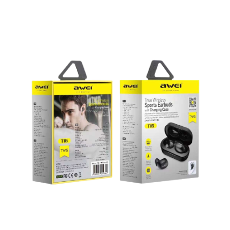 Căști wireless cu carcasă de încărcare - Bluetooth - T16 - AWEI - 888902