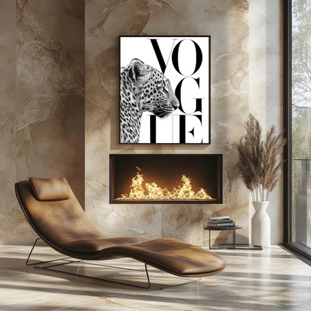 Tablou, Ramă neagră, Model leopard, 40x50 cm