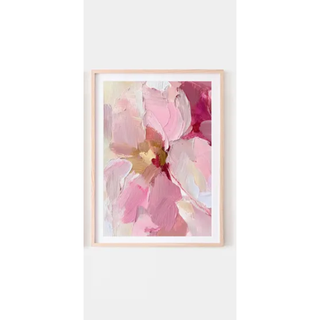 Tablou, Ramă Bej, roz cu detalii florale, 30x40 cm