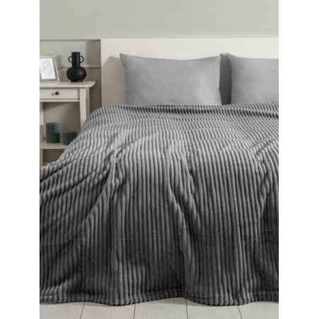 Patură pufoasă, New Home Textile, Gri petrol, pat dublu, 200x230 cm