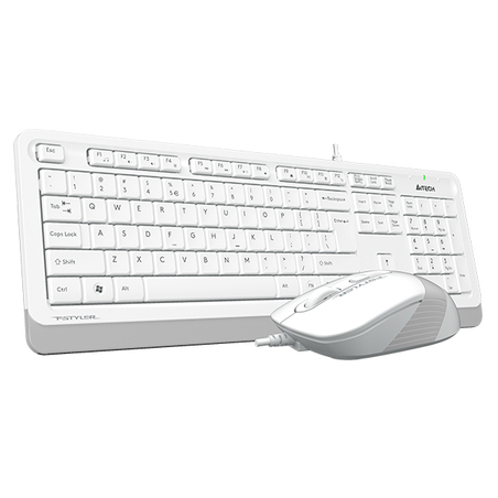 Kit Tastatură și Mouse A4TECH Fstyler FM10+FK10, USB, Cablat, 104 Taste, 1600 DPI, Alb (F1010-W)