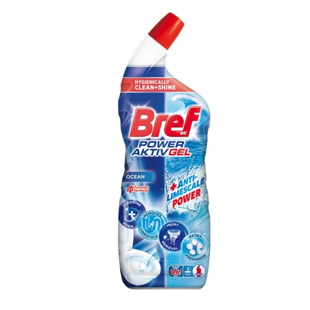 Solutie curatare toaleta BREF PowerAktiv Gel Ocean, 700 ml