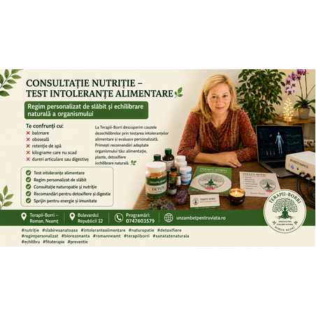 Consultație Nutriție – Test Intoleranțe alimentare cu regim personalizat de slăbit