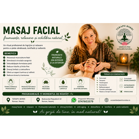 🌿 MASAJ FACIAL – FRUMUSEȚE, RELAXARE ȘI ECHILIBRU NATURAL 🌿
