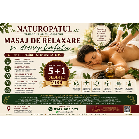 Masaj de relaxare și drenaj limfatic pentru slăbit și imunitate (5+1)