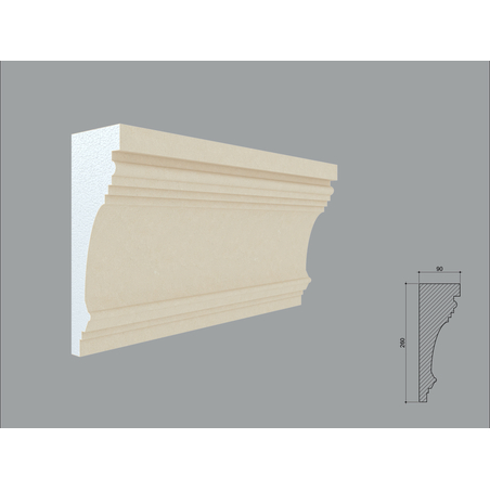 Cornisa decorativa de exterior tip C17-2M de dimensiuni 260x90x2000mm