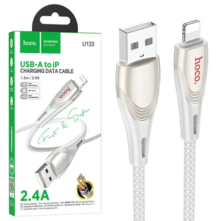 Cablu Hoco U133, USB la Lightning, 1.2m, Compatibil iPhone, Transfer Date 2.4A