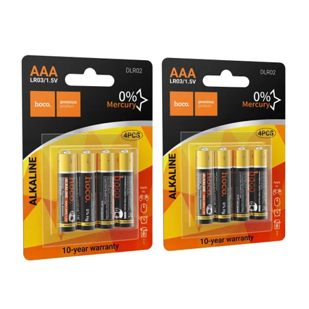 Set 8 Baterii Alcaline AAA (R3) Hoco DLR02, Tensiune Constantă 1.5V