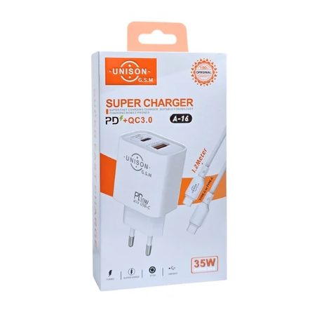 Incarcator telefon Unison-a16-pd35w-qc3-0-cablu-tip-c-tip-c