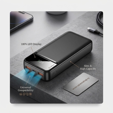 Baterie externa 20000mAh  18W Fast Charge Power Bank Black