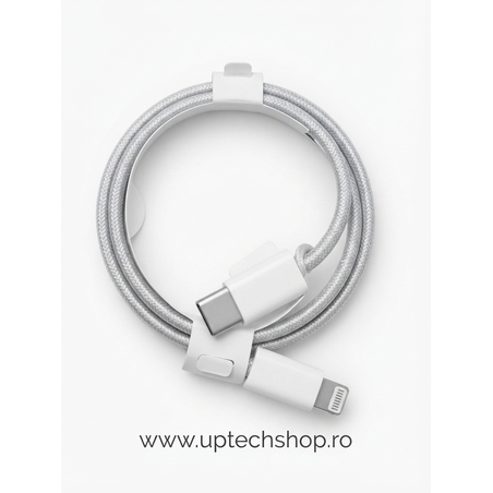 Cablu împletit KADIXI 3.3FT Lightning la USB C  -Culoare  ALB