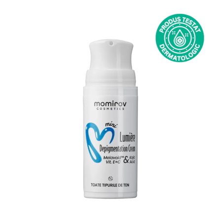 Momirov-Mini Cremă depigmentantă Lumière cu Melavoid și acid kojic pentru pete maronii, 15 ml