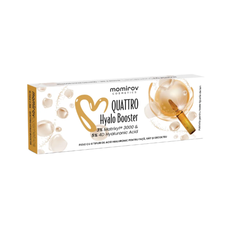 Momirov-Fiole Quattro Hyalo Booster cu 4D acid hialuronic - 10 fiole, 20 ml