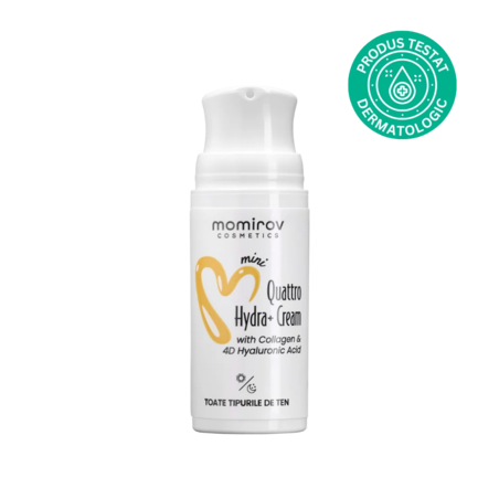 Momirov-Mini Cremă Quattro Hydra+ cu colagen și 4 tipuri de acid hialuronic, 15 ml