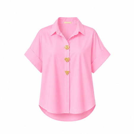 Roze oversize košulja kratkih rukava