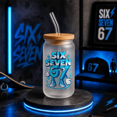 STAKLENA ČAŠA SA SLAMČICOM - SIX SEVEN
