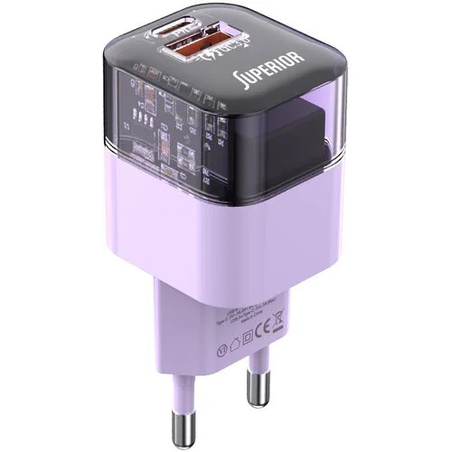 Superior kućni punjač SU-P105 30W USB A+Type C/ ljubičasta