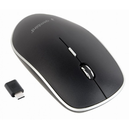 MUSW-4BSC-01 Gembird Type-C Necujni bezicni mis 2,4GHz opticki USB 800-1600Dpi black 115mm