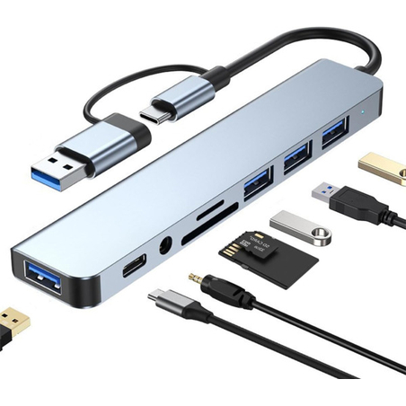 USB 3.0+TIP C na 4xUSB 3.0+TIP C+SD/micro sd+ Audio metal