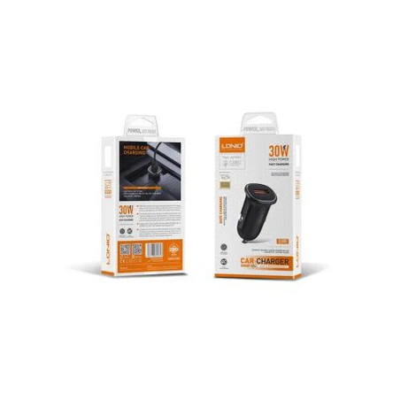 auto punjac ldnio C105, QC3.0, 30W usb lightning crni
