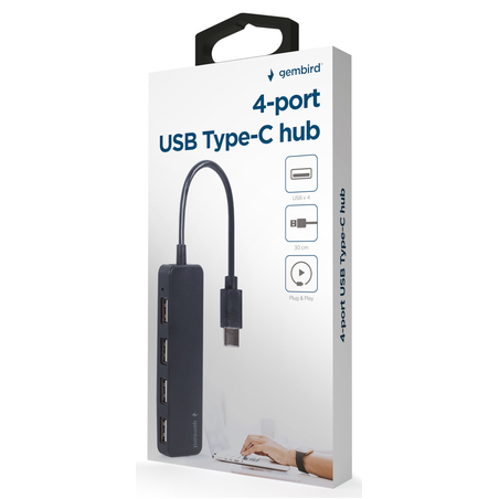 UHB-CM-U2P4-01 Gembird 4-port USB Type-C HUB, black