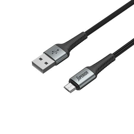 USB data kabal Superior SU-K104 Fast 12W 2.4A USB A na Micro 1m crni