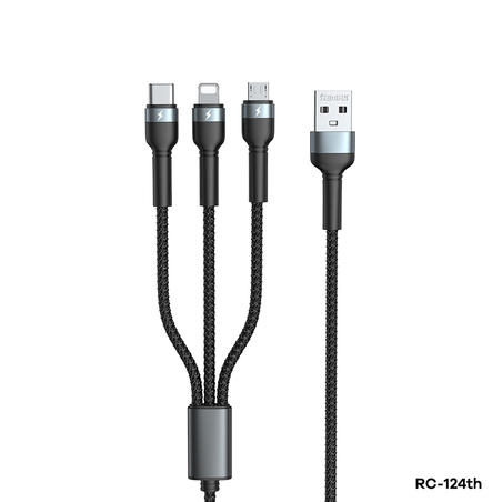 Data kabl REMAX Jany Series RC-124th 3.1A 3u1 crni 1.2m