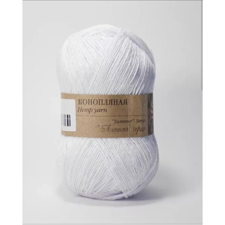 Пряжа Пехорка Конопляная 50гр 280м 70%хл. 30% кон. цв.001 белый