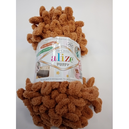 Пряжа, ALEZE PUFFY 100гр 9м 100%микрополиэстер цв.179 цв. св. коричневый