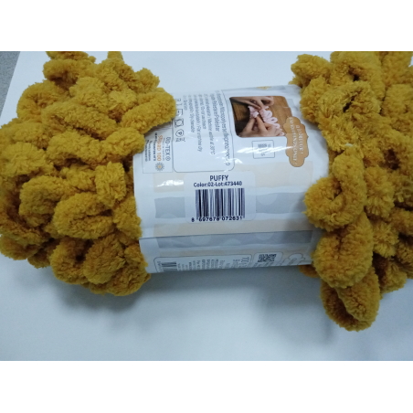 Пряжа, ALIZE PUFFY 100гр 9м 100%микрополиэстер цв горчица 02