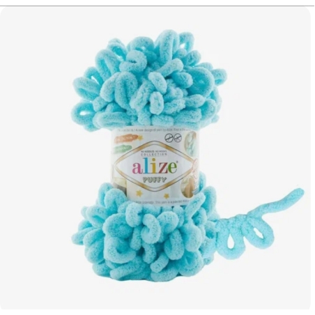 Пряжа ALEZE PUFFY 100гр 9м 100% микроф. цв. 128 ярко бирюза 