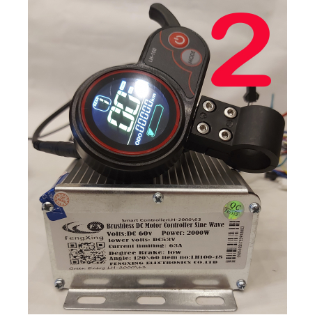 Cинусный контроллер XZ-2000\63, 36v-48-60-64 вольт, 2000 ватт, 63 ампера. + LCD LH100