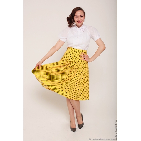 Юбка желтая в горох