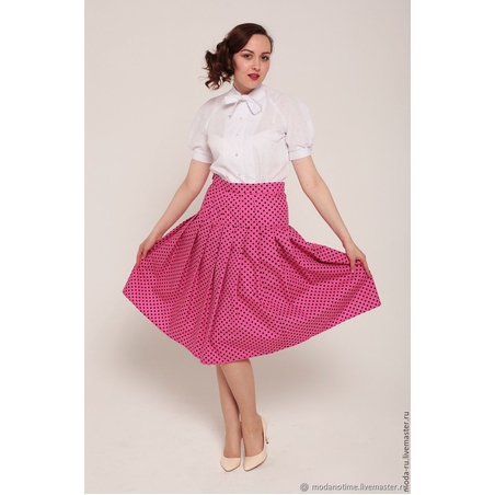 Юбка малиновая в горох