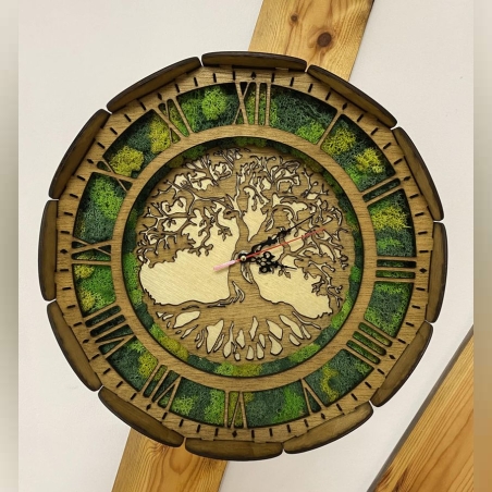 ТЕМАТИЧЕН ДЪРВЕН ЧАСОВНИК С ЕСТЕСТВЕН СКАНДИНАВСКИ МЪХ