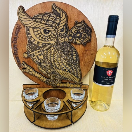 Тематичен мини бар за бутилка алкохол- Сова