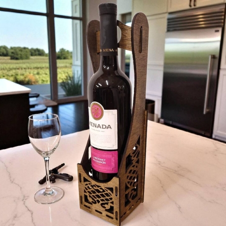 Персонална дървена поставка за бутилка вино