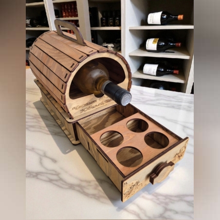 Персонална дървена бъчвичка за вино с чекмедже