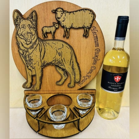 Тематичен мини бар за бутилка алкохол- Куче с овце