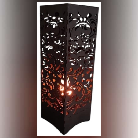 Дървена фигурална настолна лампа тип колона- 60х20см.