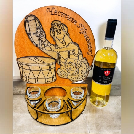 Тематичен мини бар за бутилка алкохол- Рибар с тъпан