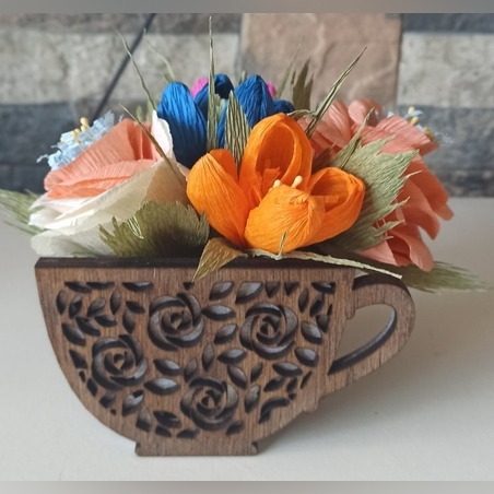 ДЪРВЕНА ЧАШКА ЗА ЦВЕТЯ ИЛИ ДЕКОРАЦИЯ