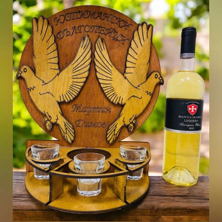 Тематичен мини бар за бутилка алкохол- Гълъби