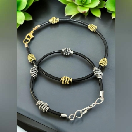 Мъжка гривна - кожа и стомана
