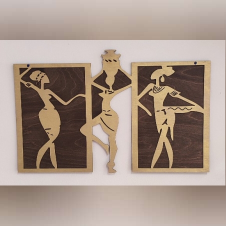 ДЪРВЕНО ПАНО ЗА СТЕНА-АФРИКАНКИ