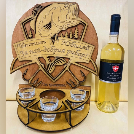 Тематичен мини бар за бутилка алкохол- Рибарски Тотем