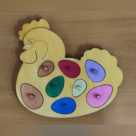 ДЪРВЕН ДЕТСКИ ПЪЗЕЛ-КОКОШКА