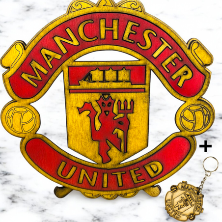 ДЪРВЕН ПОСТЕР СЪС СТОЙКА-  МАНЧЕСТЪР ЮНАЙТЕД