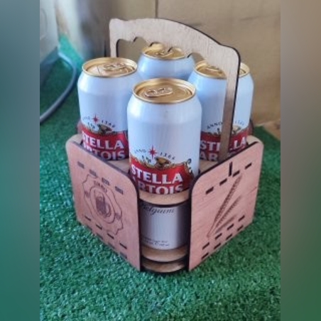 ДЪРВЕНА КОШНИЦА ЗА 4бр.КЕНОВЕ БИРА-РЪЧНО ИЗРАБОТЕНА